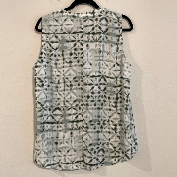 Zac & Rachel Women Tunic Large Green & White Abstract Bohemian Coastal Grandma - Picture 3 of 12